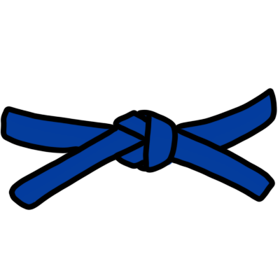 a martial arts blue belt, based on art by Wikimedia user Edgouno.